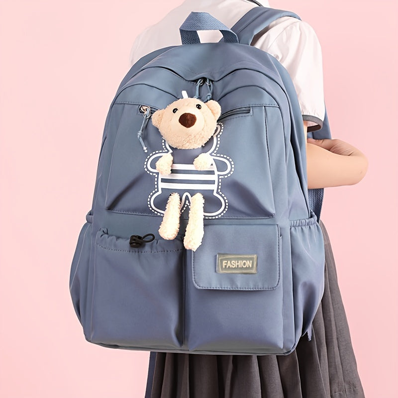 Trendy Korean backpack, perfect for students in middle and high school, captures youthful spirit.