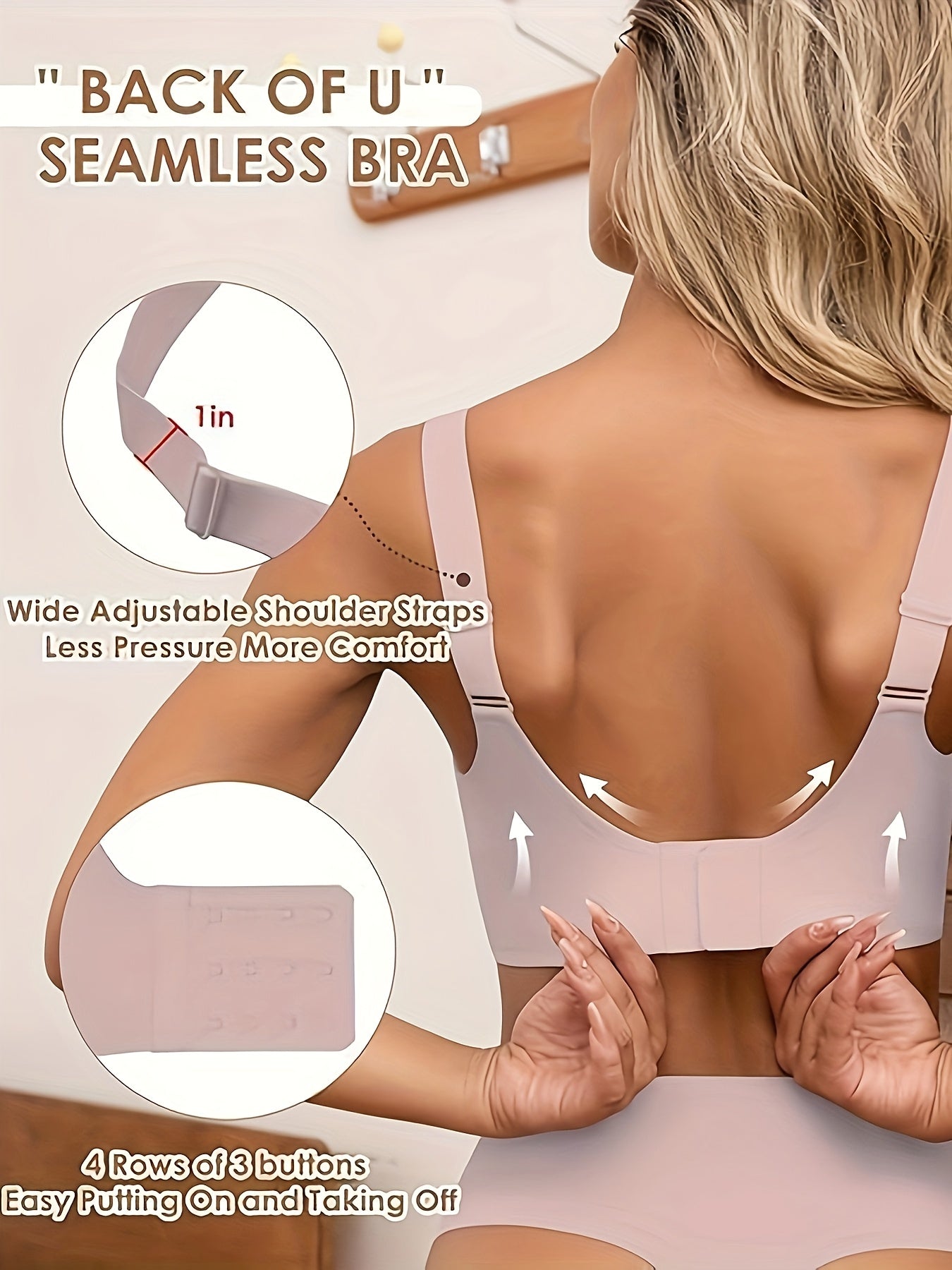 Seamless wireless push-up sports bra for women.