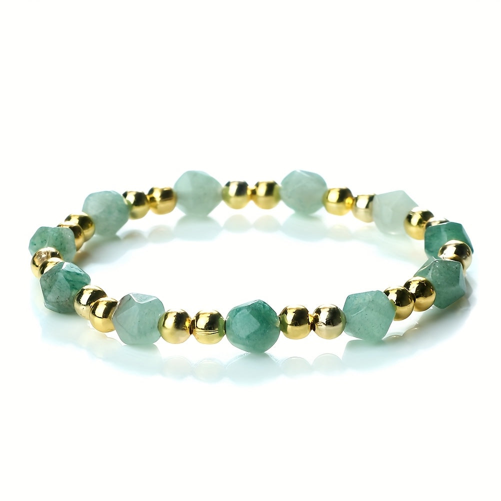 Beautiful Nautical Inspired Natural Aventurine & Dongling Stone Beaded Bracelet, 8mm - Ideal Healing Meditation Jewelry for Women. Great for Everyday Wear or as a Valentine's Day Gift. Versatile Accessory for All Seasons.