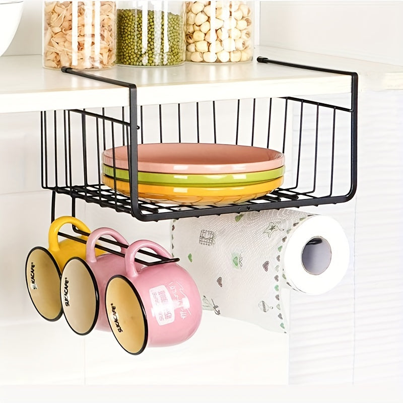 Kitchen Rack with Cabinet Layered Storage, Multi-layer Storage Rack, Multi-functional Seasoning Jar and Tableware Storage Rack with Hanging Hook - Kitchen Accessories