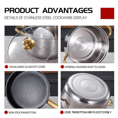 9-piece Non-Stick Pot Set for Home Kitchen, featuring a Frying Pan, Stock Pot, and Southeast Asian Stock Pot.