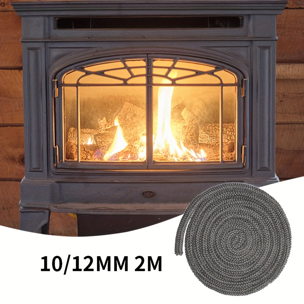 Fireproof seal rope gasket designed for wood burning stove doors, suitable for diameters ranging from 6-12mm. This gasket comes in a 2 meter length and is highly resistant to high temperatures. A must-have accessory for home heating, specifically for