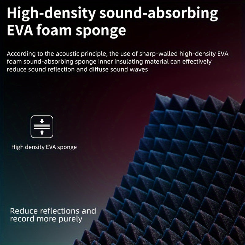 High-density foam sound absorption screen reduces noise for clear vocal recording with condenser microphones.