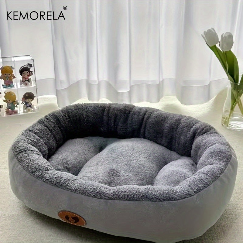 KEMORELA Classic Plush Pet Bed for small to large pets, made of thickened round cat and dog nest with warm deep sleep mat. Made from non-electric polyester fiber material in multiple sizes.