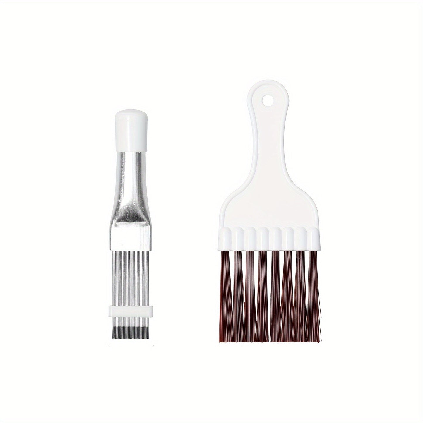 Air Conditioner Fin Comb Set - 2 Pieces with Plastic Handle and Stainless Steel Brush for Efficient Condenser Coil Cleaning and Repair - No Electricity Required