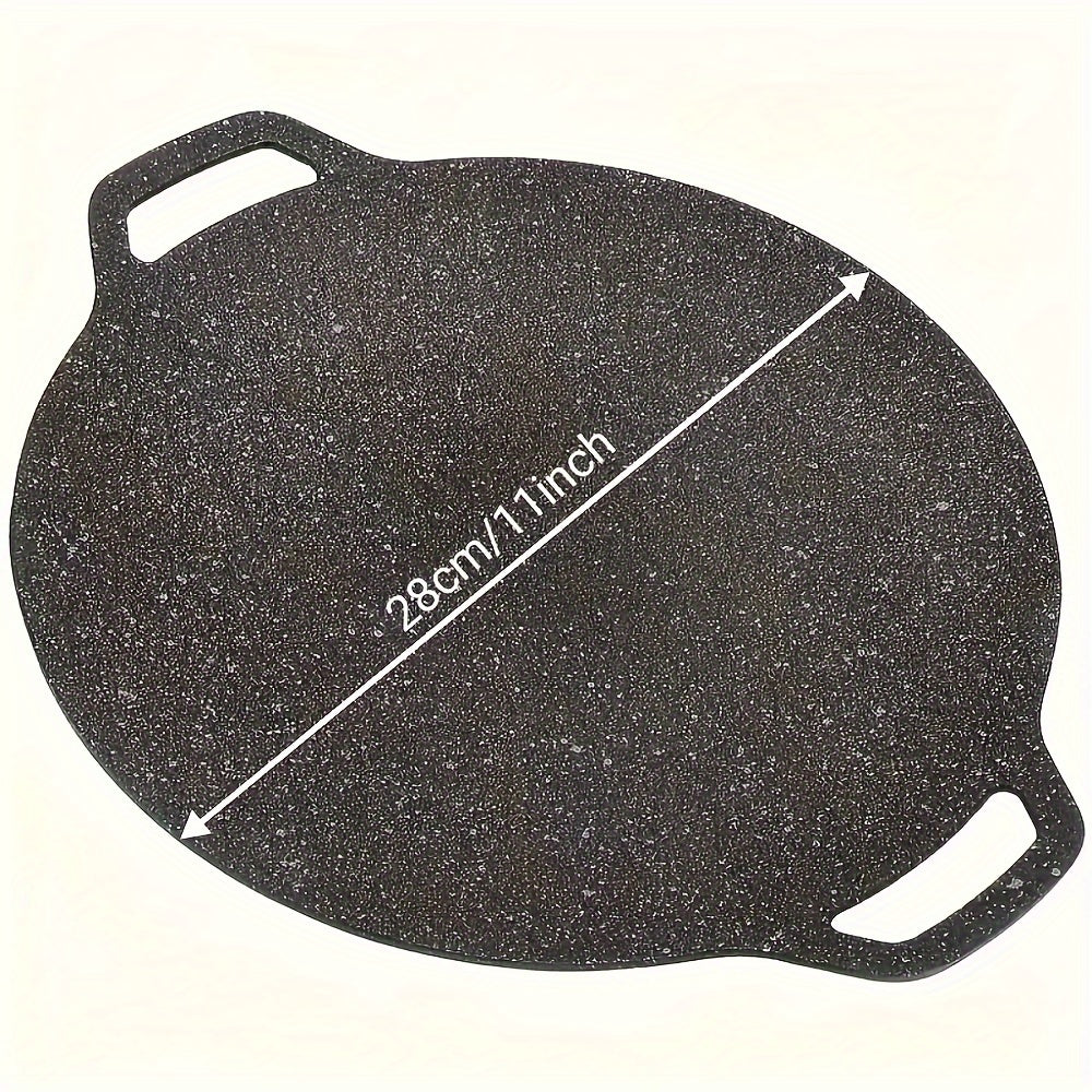 Round Cast Iron Korean BBQ Grill Pan - Pre-Seasoned, Non-Stick Griddle for Indoor and Outdoor Cooking