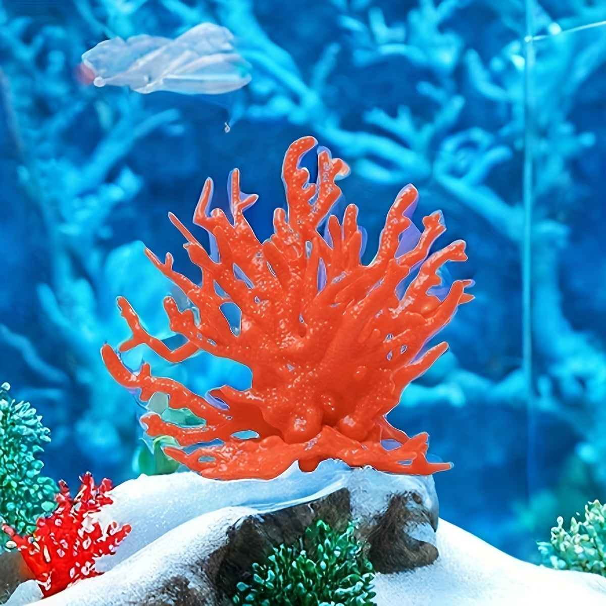 1 piece lifelike PVC coral reef aquarium decor for fish tanks, saltwater, and freshwater landscaping.