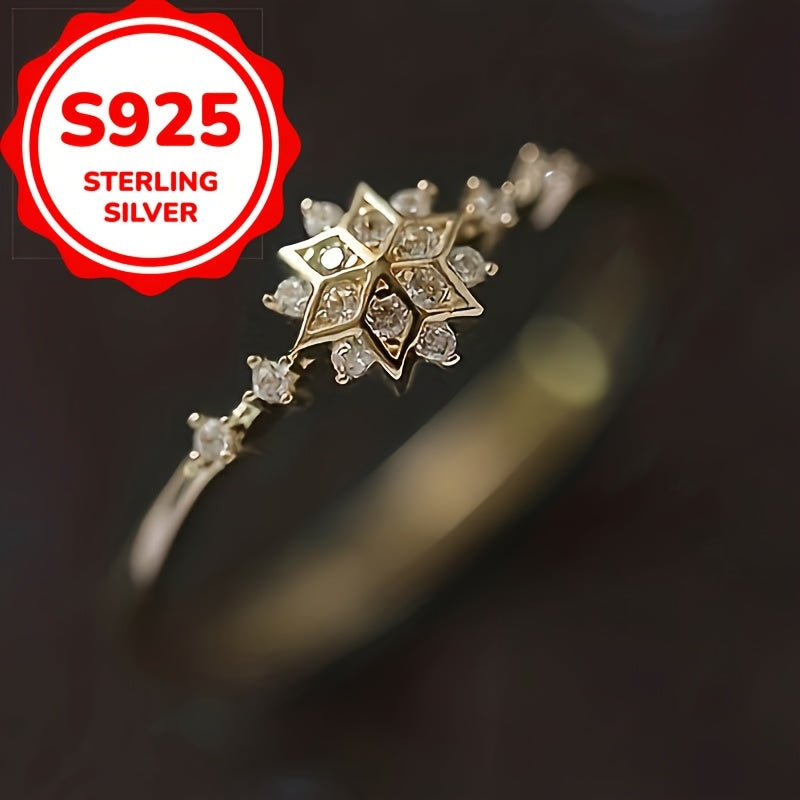 Elegant 925 Sterling Silver Snowflake Ring - Stylish Valentine's Day Gift for Her