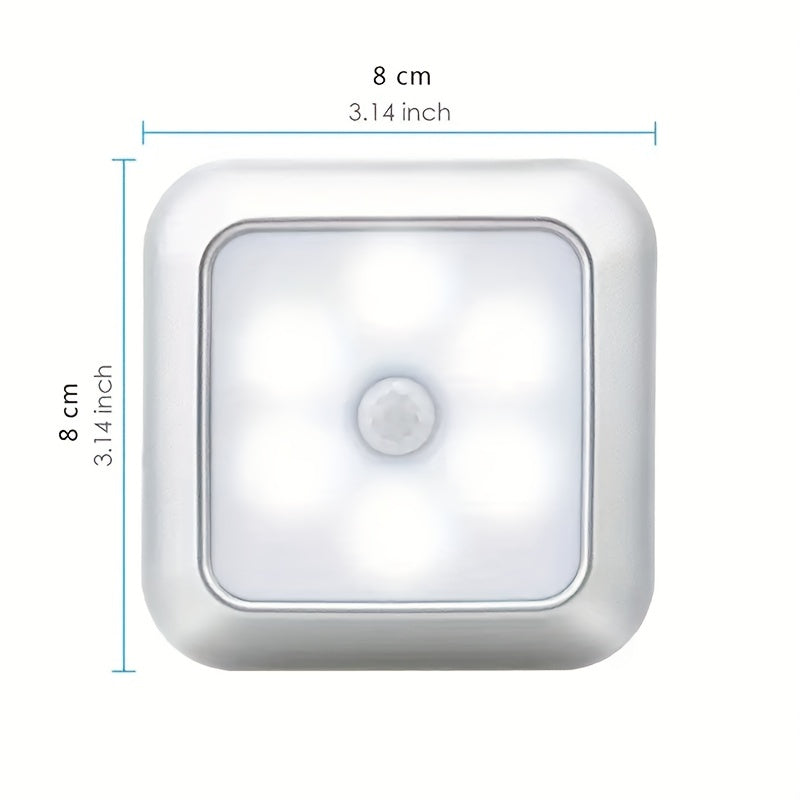 Motion sensor night light with 6 LED bulbs for indoor decoration, perfect for closets, cabinets, staircases, and bedrooms.