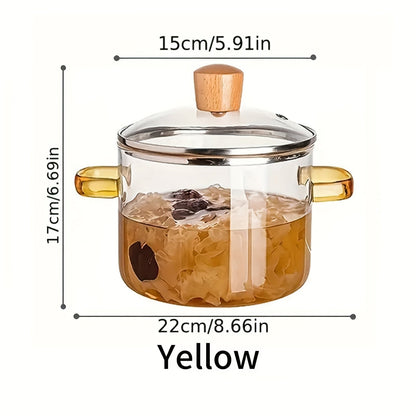 [Highly Rated] Multi-functional Glass Cooking Pot with Lid - Made of Heat Resistant Borosilicate Glass, Featuring Easy-Grip Handles for Cooking Soup, Milk, Kids' Meals & Pasta - Dishwasher Safe, Can be used on Stovetop as a Saucepan or Stockpot for