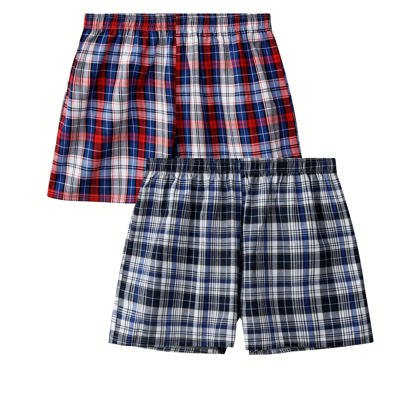 3 Men's checkered boxer shorts for comfortable home leisure.