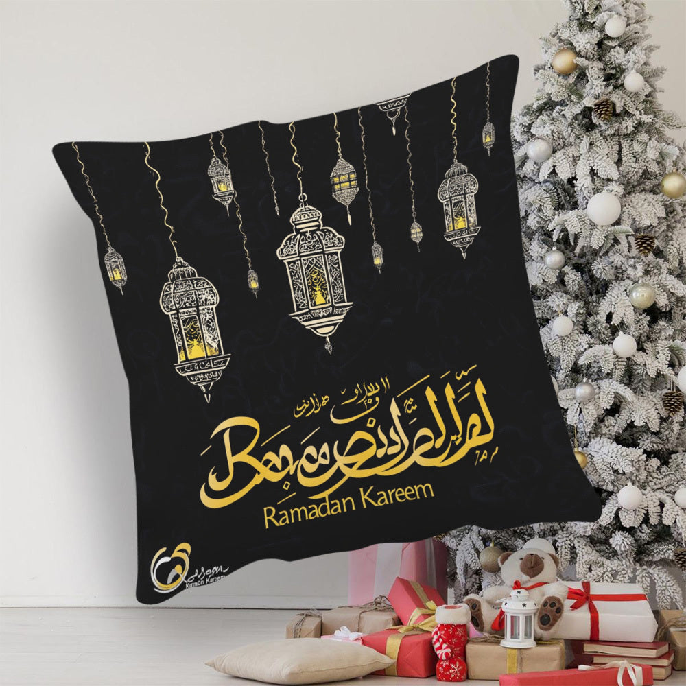 Get your hands on the Ramadan Lantern Watercolor Square Pillow Cover, measuring 45.72x45.72cm. This cover is made from soft velvet and features a zipper closure, making it easy to remove and clean in the washing machine. Perfect for both indoor and