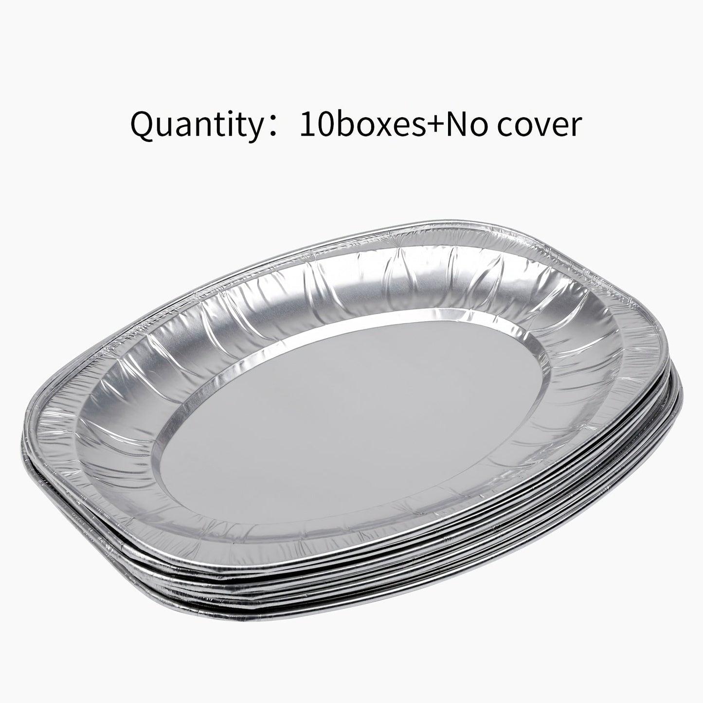 Pack of 10 aluminum foil pans for baking, disposable trays in an oval shape for heating, storage, and outdoor grilling - No electricity required