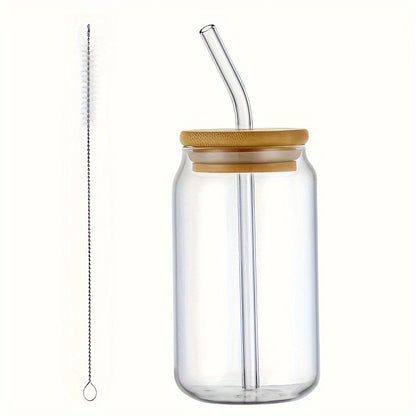 Set of 4 high borosilicate drinking cups with a 550ml water cup, bamboo lid, glass straw, and straw brush. Each cup holds approximately 603.8 grams, suitable for various drinks in