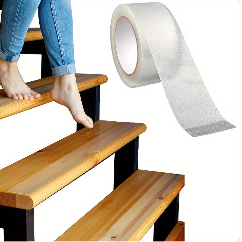 Soft and comfortable clear non-slip grip tape made of waterproof, durable PVC for use in bathtubs, boats, stairs, and floors. Ideal for keeping bare feet secure and slip-free.