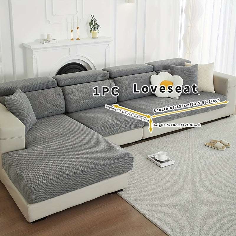 Gray fleece sofa cover suitable for all seasons, elastic and protective for home use.