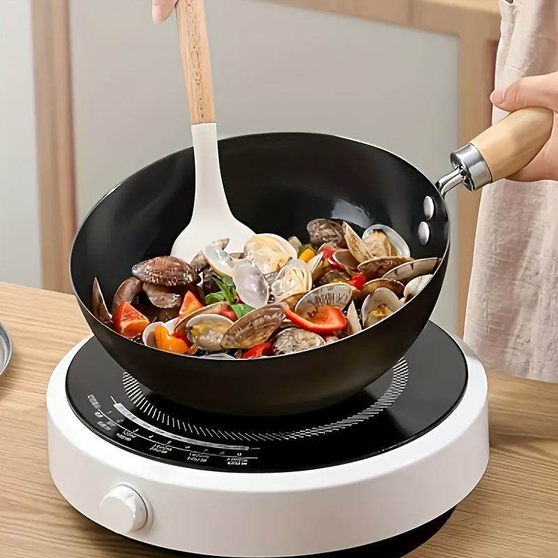 Multi-functional 23.88cm Non-Stick Cast Iron Skillet - Suitable for Gas & Induction Stoves, Great for Cooking for One Person