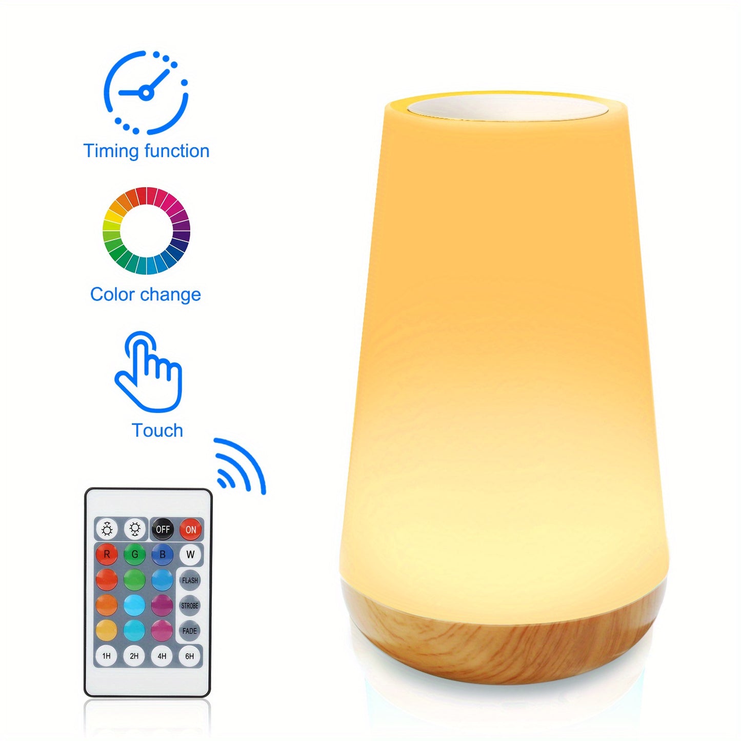 New touch bedside lamp with remote control, adjustable color changing light with timed shutdown, USB charging, suitable for bedroom, living room, parties; perfect birthday gift.