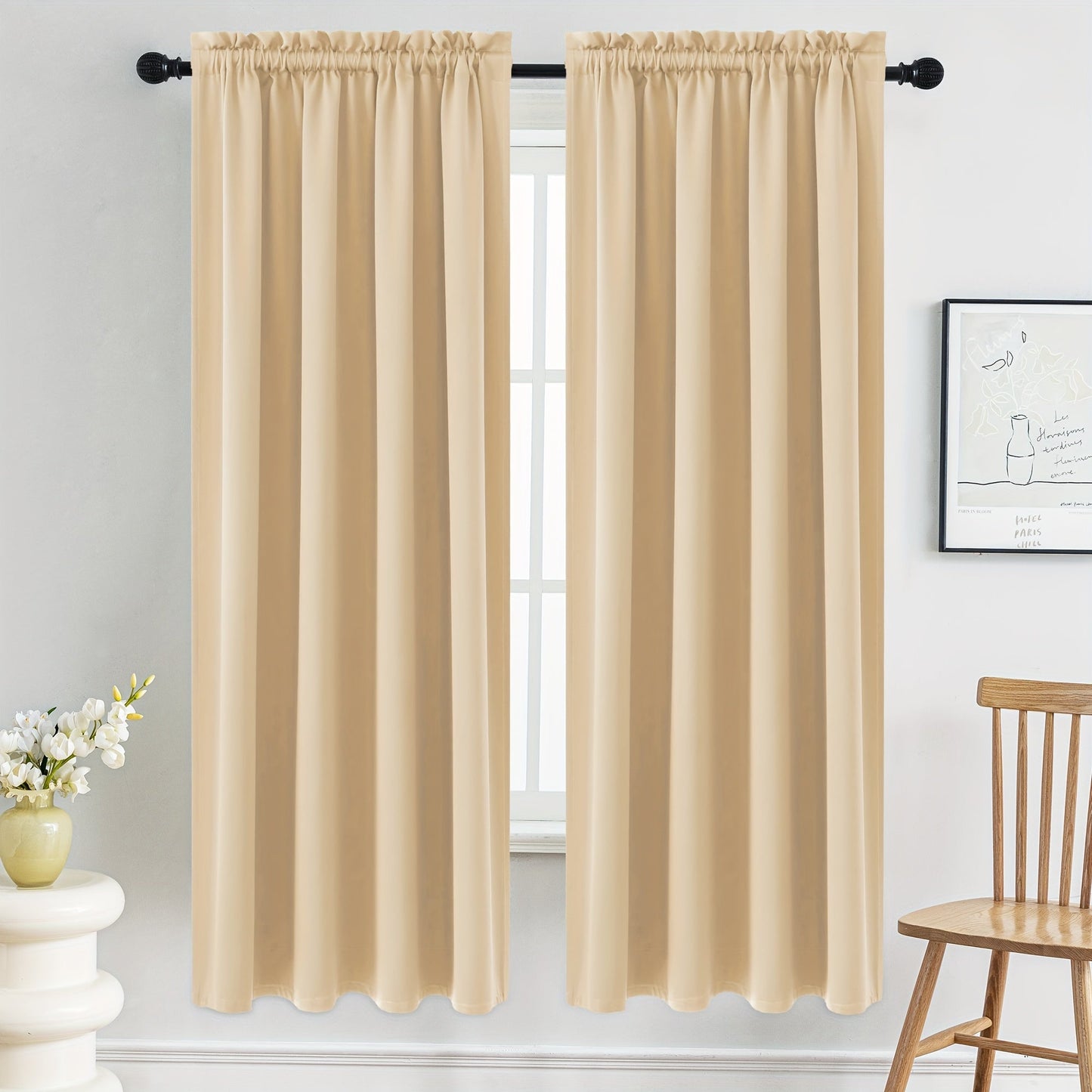 Set of 2 Classic Navy Blue Blackout Curtains - Protects Against UV Rays, Insulates Against Heat, Resistant to Fading - Features Rod Pocket Design for Bedroom, Living Room, or Office - Easy to Clean in Washing Machine, Enhances Privacy, Made with Durable