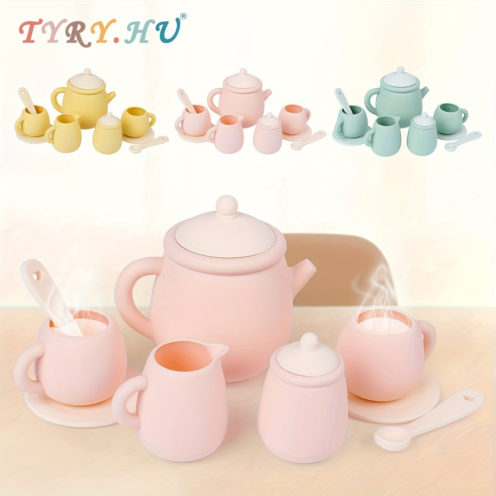 Set of 5 or 7 TYRY.HU Silicone Tea Set Pieces, Made with 100% Food-Grade Silicone, BPA-Free, Durable and Soft Tableware, Perfect for Gifts on Christmas, Halloween, Thanksgiving, New Year's, and Valentine's Day