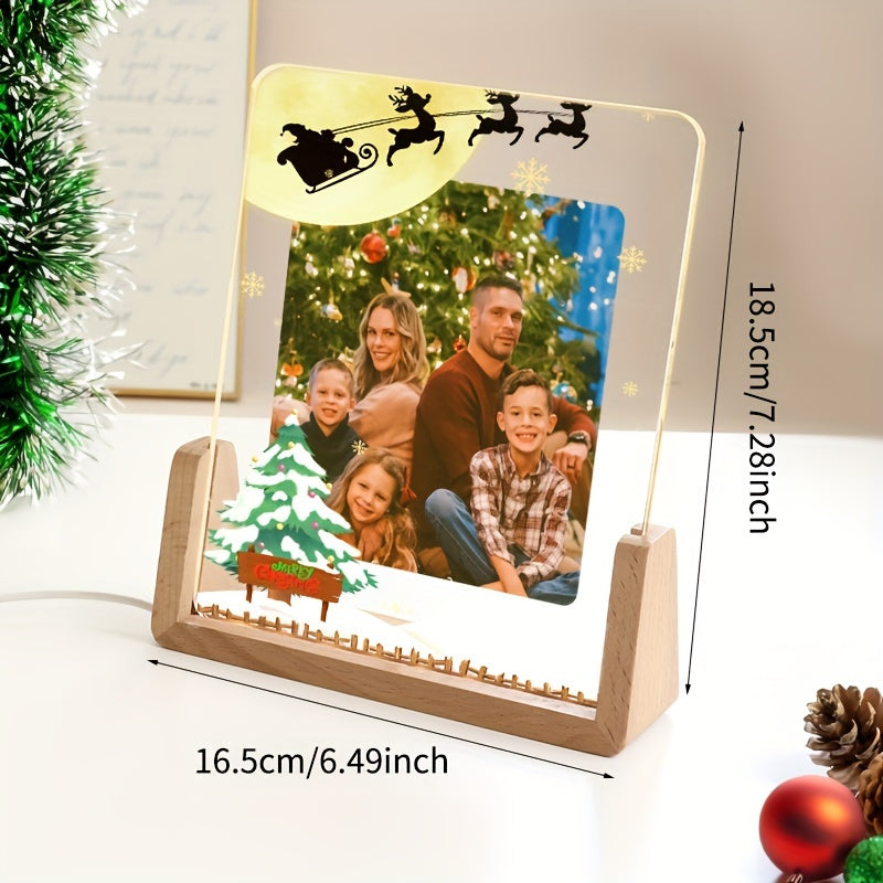 Festive Christmas Photo Frame: Illuminate Your Family Memories in a Personalized Acrylic Display this Holiday Season