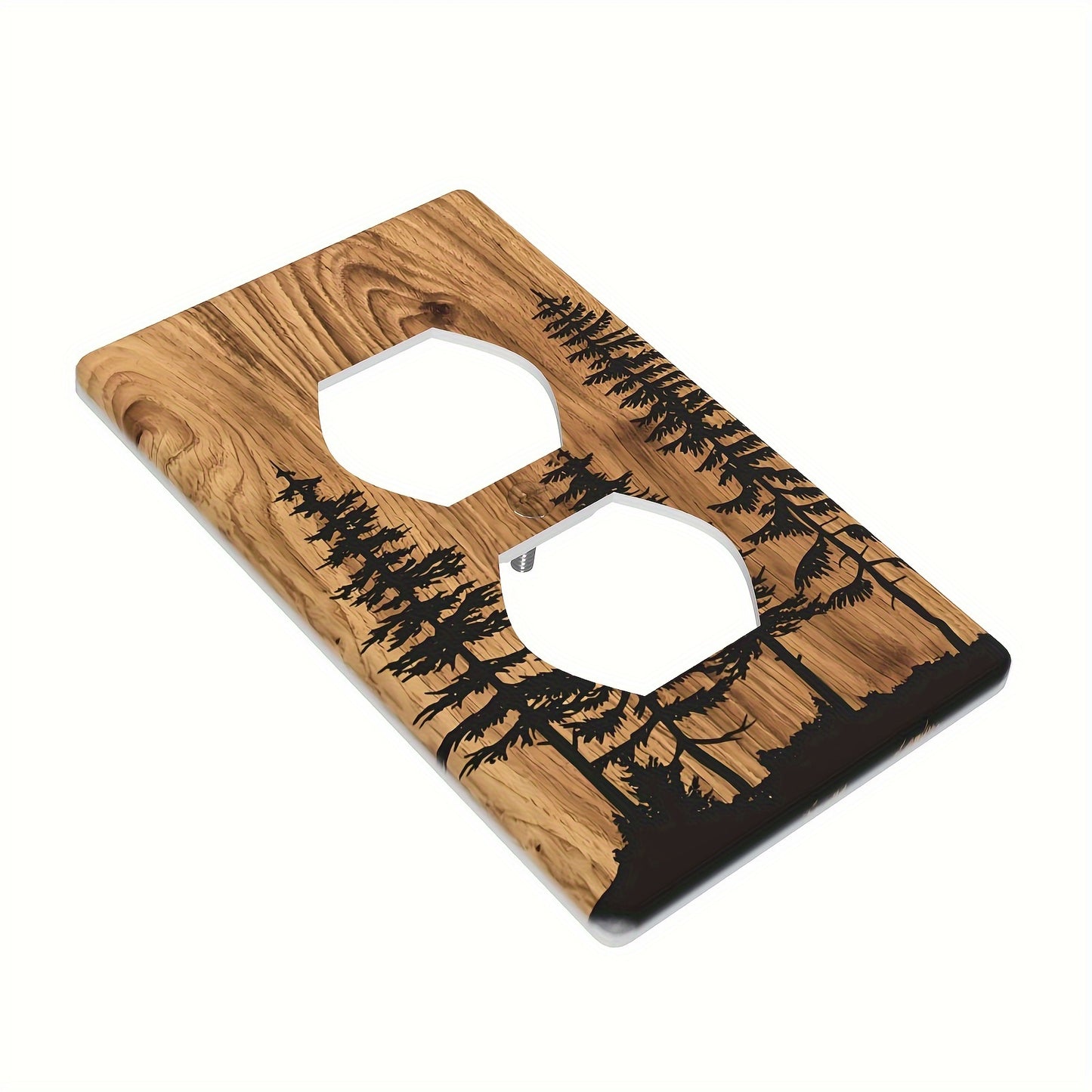 Rustic farmhouse pine wood grain light switch cover, no wiring needed, screw-in installation, plastic wall panel.