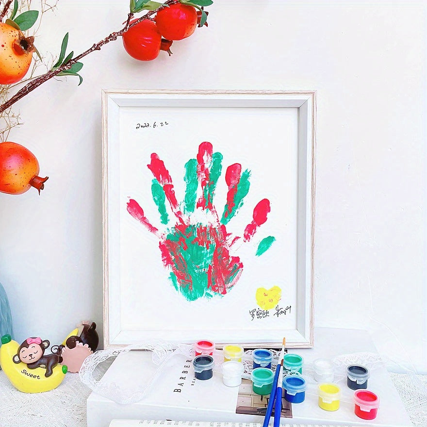 Couple's pet hand and footprint photo frame painting - a DIY commemorative gift.