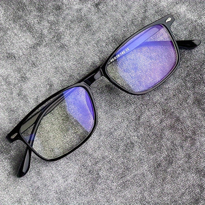 Stylish blue light blocking glasses with Y2K rectangle frame for both women and men, designed to reduce eyestrain from computers and gaming, suitable for parties and everyday fashion.