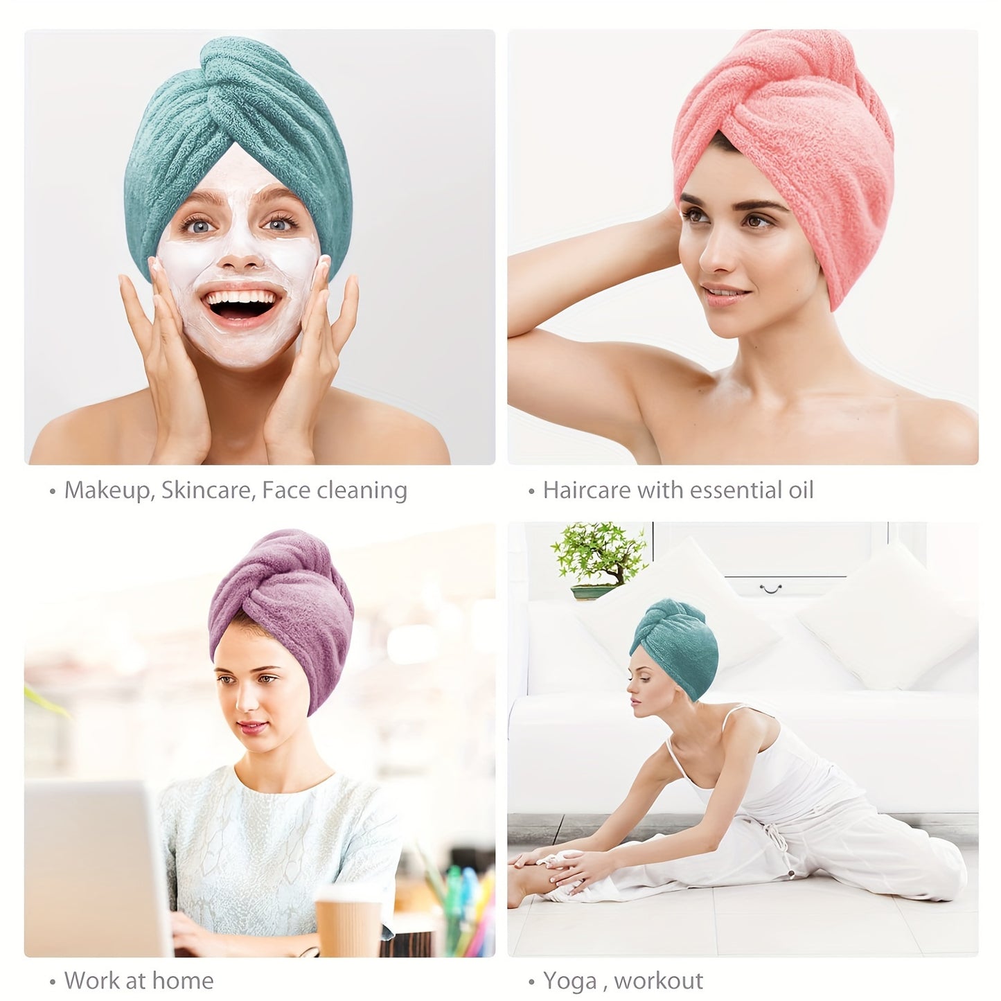 3-piece Microfiber Hair Towel Set for Curly Hair, Anti-Frizz Hair Turban