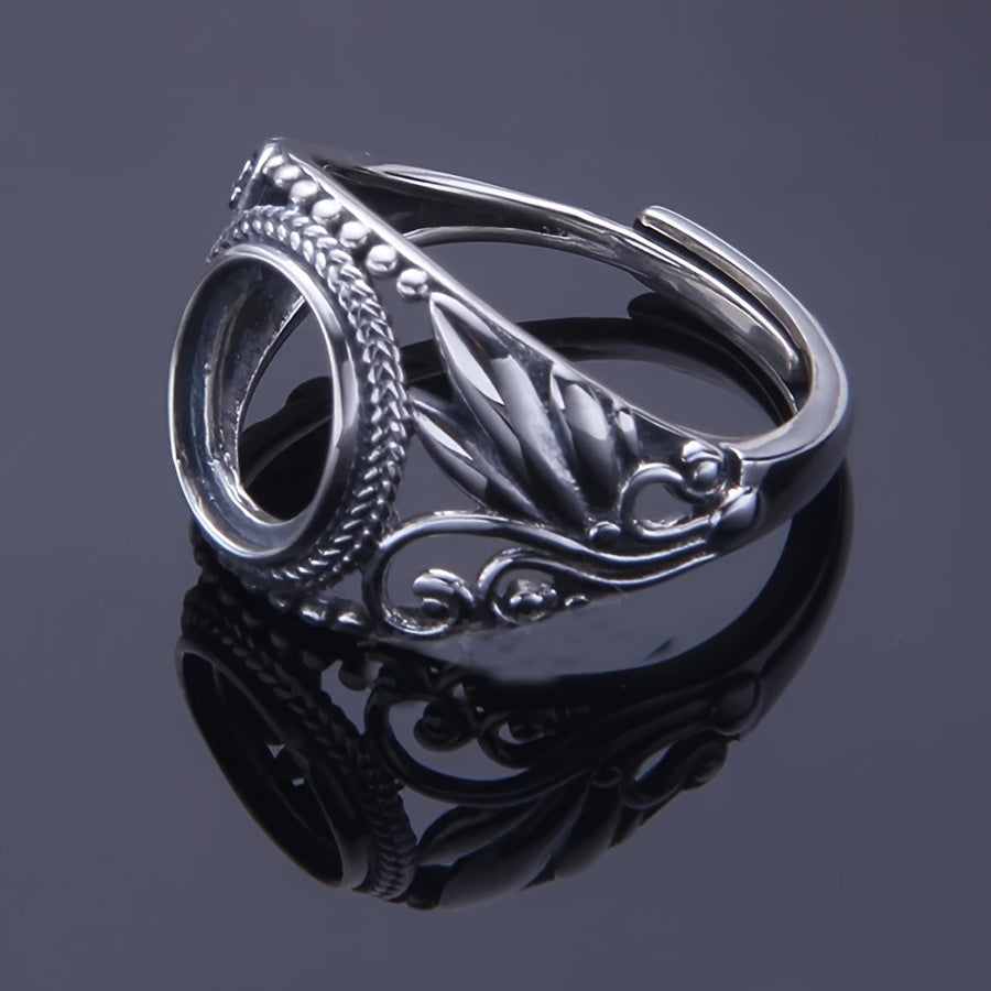 925 STERLING Silver Vintage Tribal Style Semi-Mount Ring Base with No Stone Setting, Ideal for creating Custom DIY Jewelry. Suitable for Daily Wear and Gift-Giving, fits 8*10mm stones. Code: A1287.