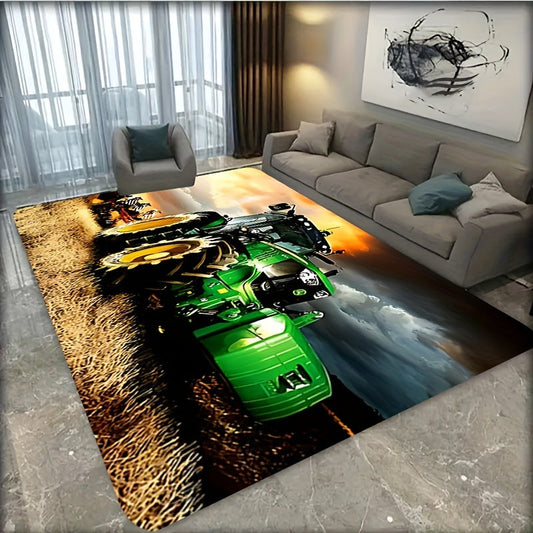 Floral Printed Flannel Floor Mat Rug with 3D Printing, Non-slip Kitchen Living Room Bedroom Dining Room Rugs, Home Decor Carpet for Living Room