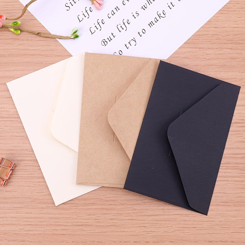 20pcs Mini Paper Window Envelopes: Classical White Black Kraft Blank Wedding Invitation Gift Envelope