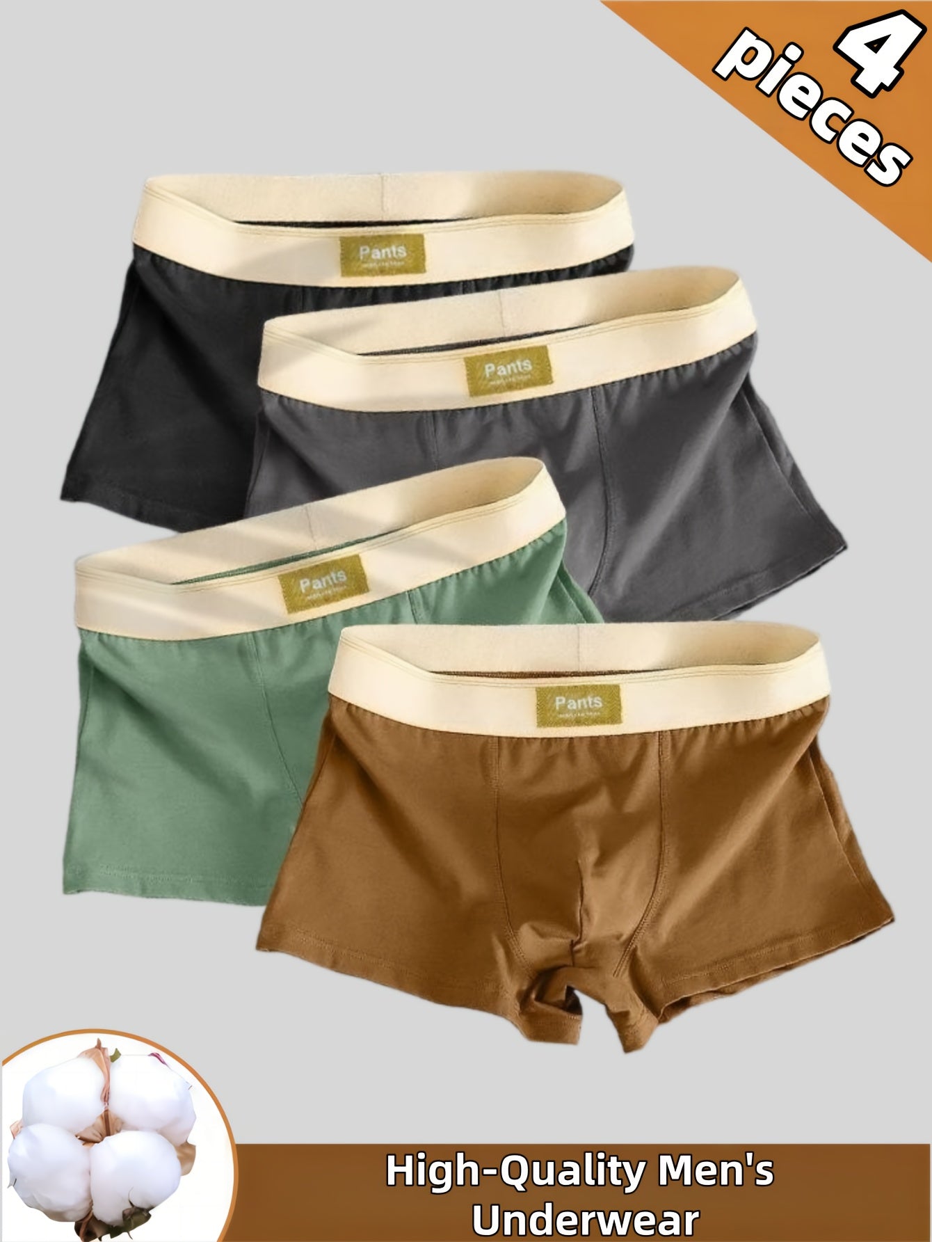 Cotton boxer briefs for men, comfortable and breathable, perfect for sports or everyday wear.