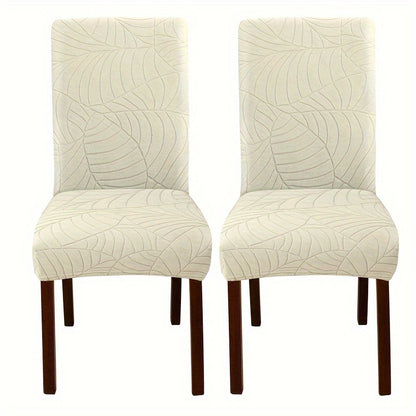 2/4pcs Leaf Jacquard Chair Covers, suitable for various chair sizes. Easy to install, non-slip, and provides protection for chairs in living rooms and kitchens.