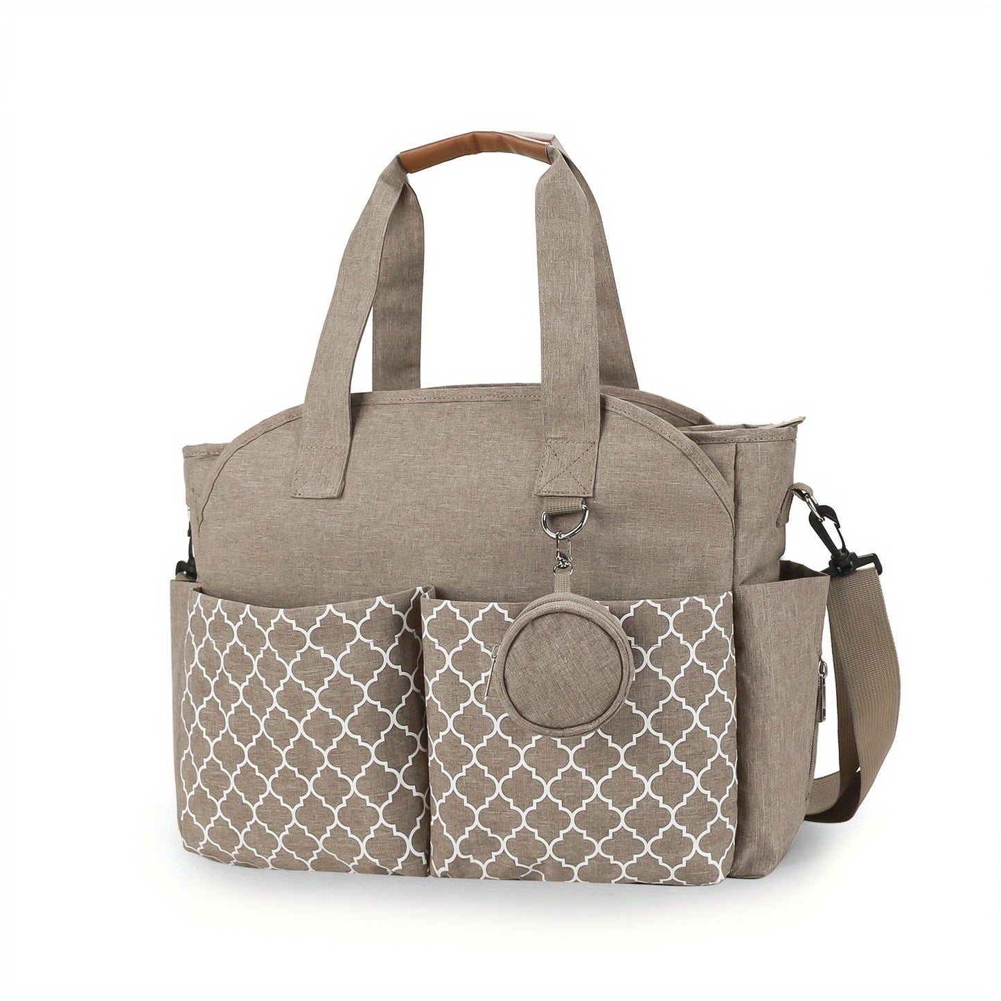 Convenient Mommy Bag with Stylish Geometric Pattern, Milk Bottle Holder, Ideal for Mother and Baby On-the-Go. Perfect Gift for Holidays like Halloween, Thanksgiving, and Christmas.