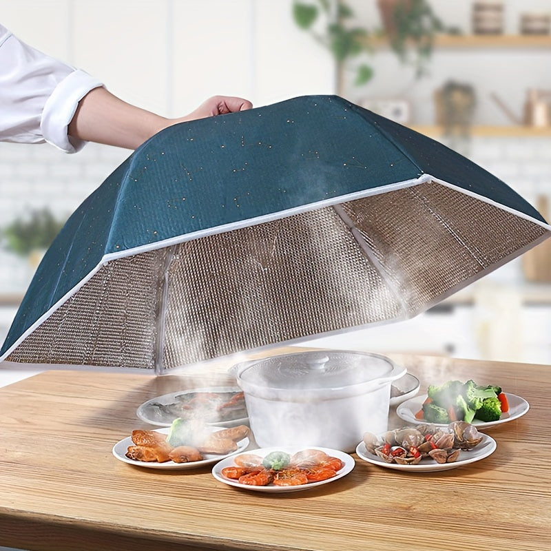 Snowflake patterned insulated folding food cover for large round tables, ideal for home dining and protecting food from dust.