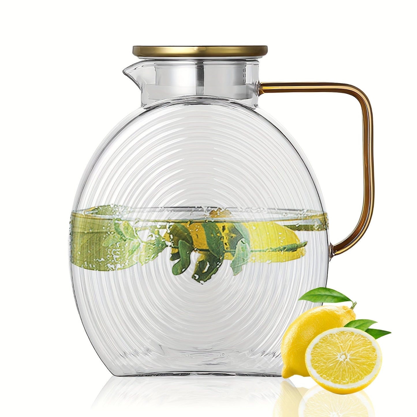 Glass water pitcher with a swirl design - 2500ml capacity, ideal for use at home