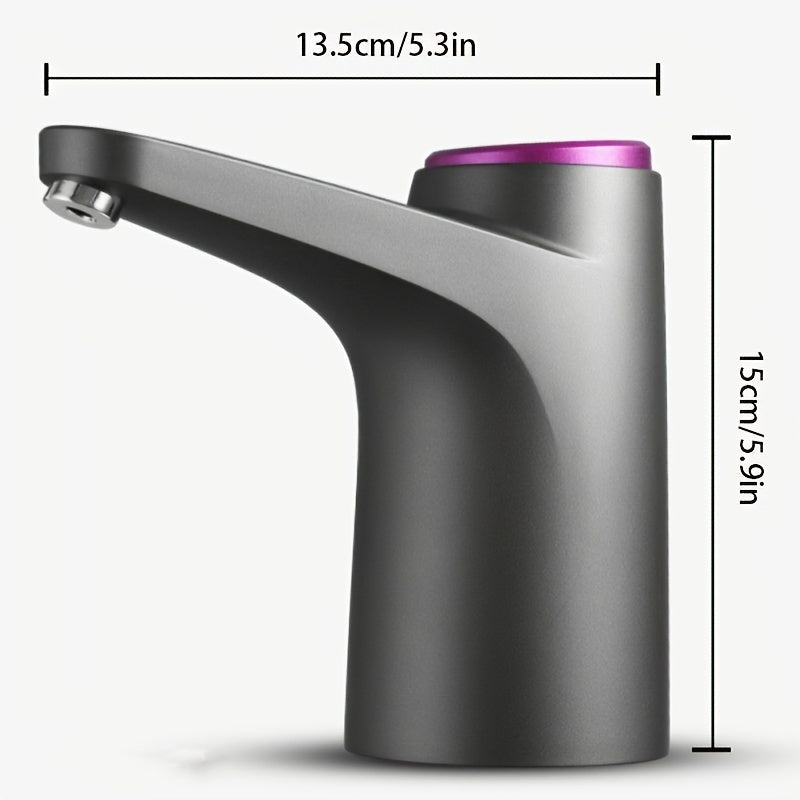 Portable water pressure device for home, office, or dormitory - USB rechargeable electric water bottle pump, automatic drinking water dispenser for jugs ranging from 5.68 to 18.93 liters.