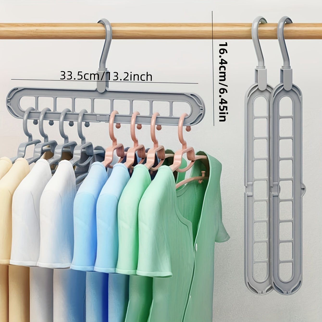 Foldable Heavy Duty Clothes Drying Rack with 3 Hanging 9-hole Hangers - Space Saving Organizer for Bedroom, Closet, Wardrobe, Home, Dorm