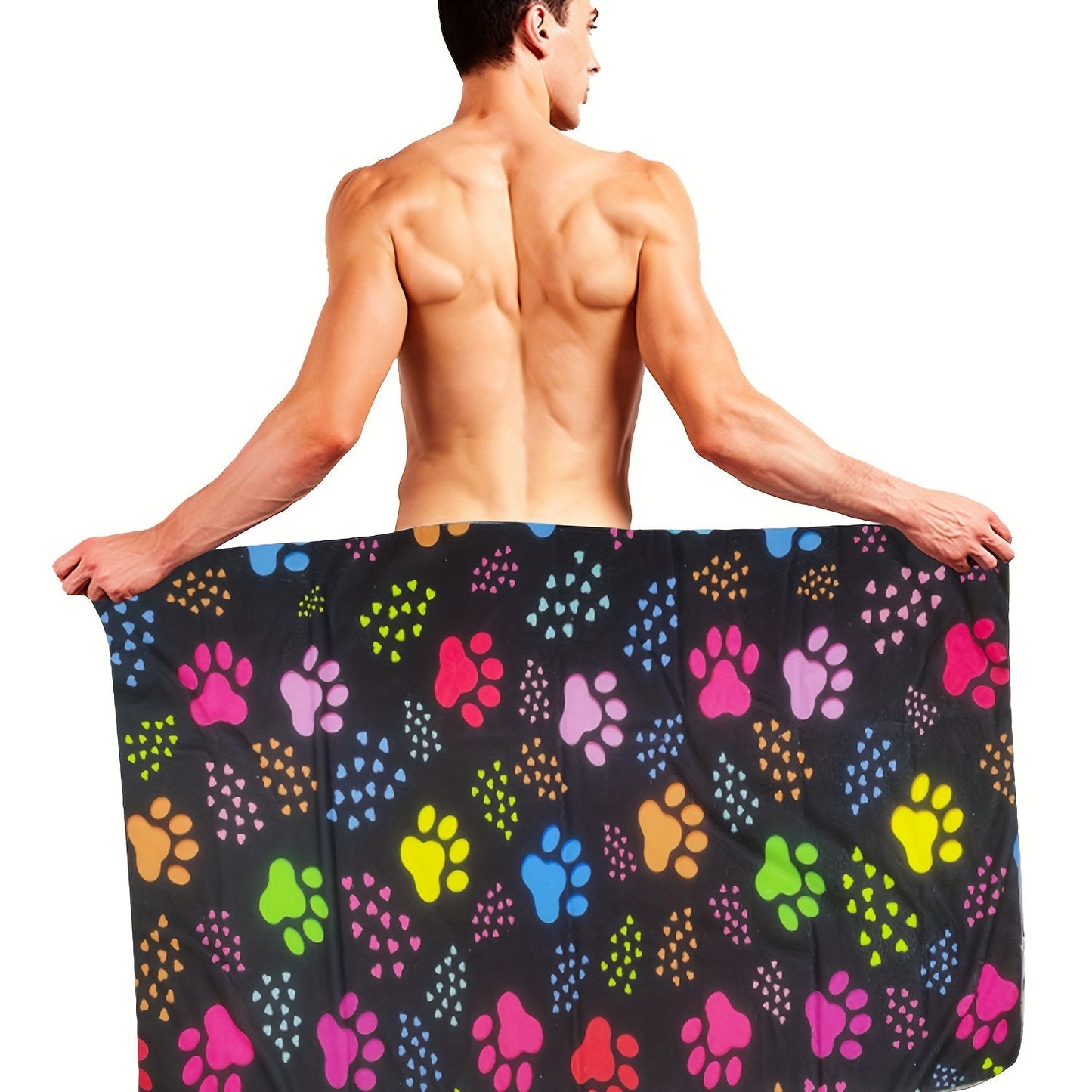 Men's soft, absorbent bathrobe with fun pattern - perfect for lounging and bathing.