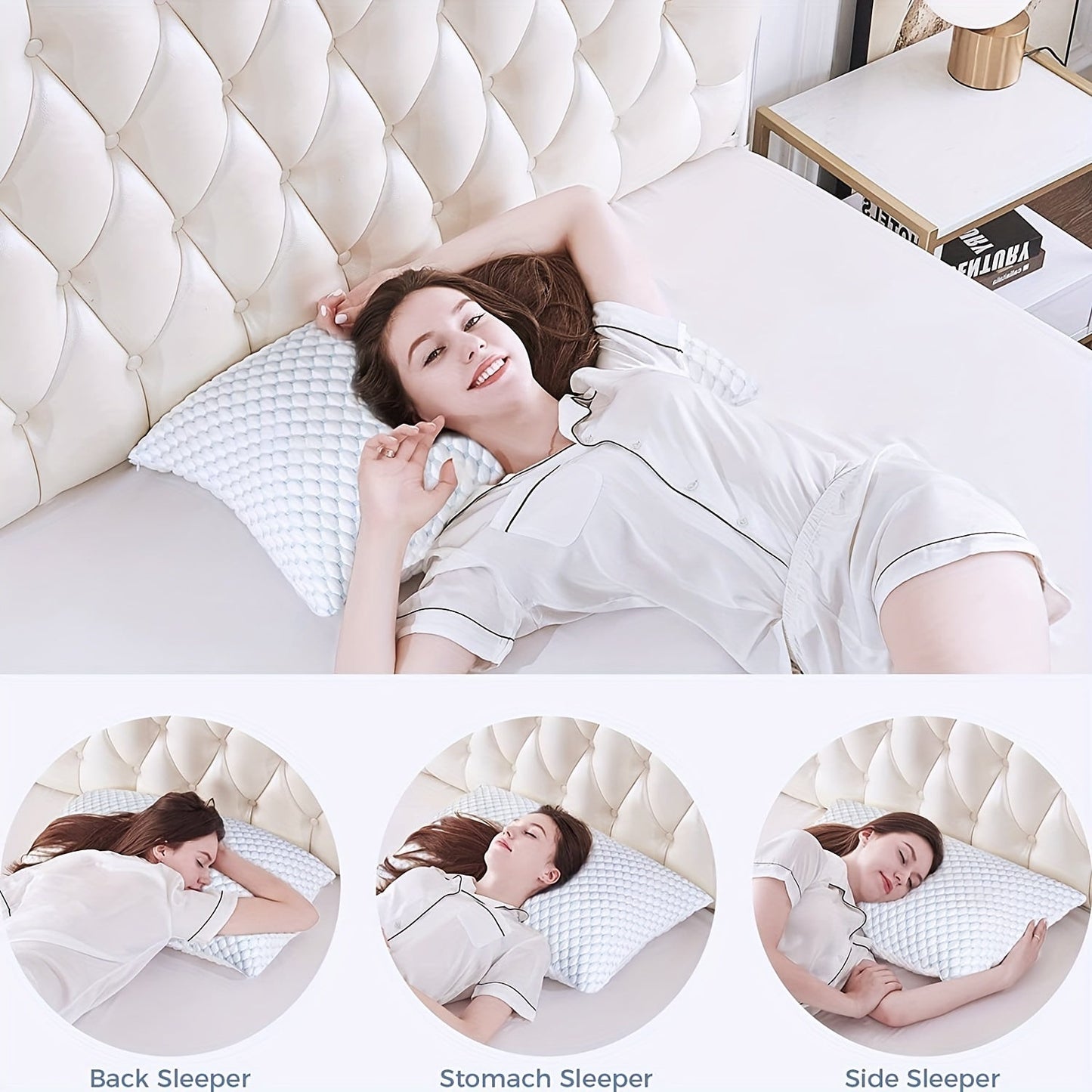 1 piece Queen Size Cooling Memory Foam Pillow with Adjustable Loft for a comfortable night's sleep. This Breathable Queen Pillow comes with a washable removable cover that can be adjusted for firmness or softness. Perfect for side, back, stomach, and hot