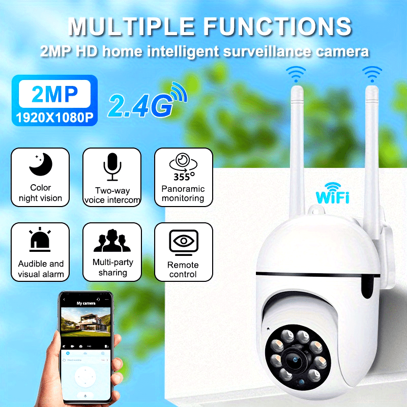 Enhance your home security with the Teruhal 1080P Smart Surveillance Camera. This 2MP HD WiFi indoor camera features advanced features such as auto-tracking, alarm notifications, full-color night vision, AI motion detection, 355° pan, and 90° tilt