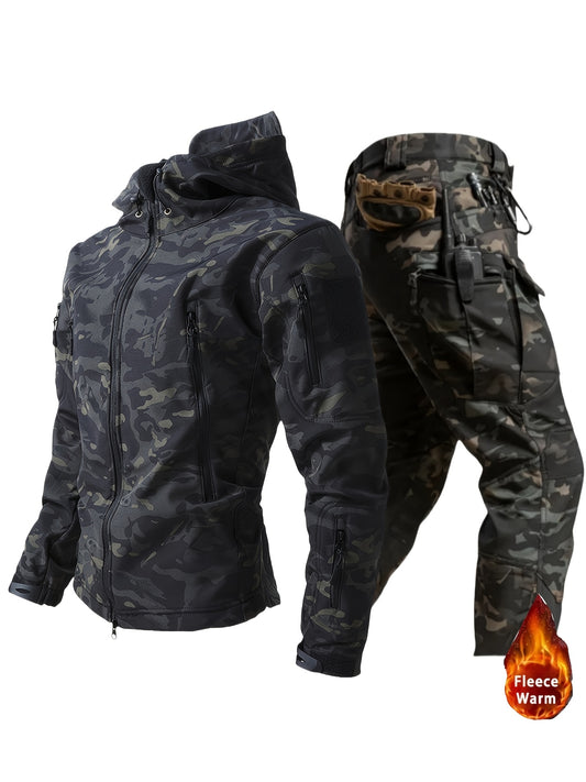 Couples Outdoor Shark Skin Soft Shell Jacket Set perfect for outdoor activities.