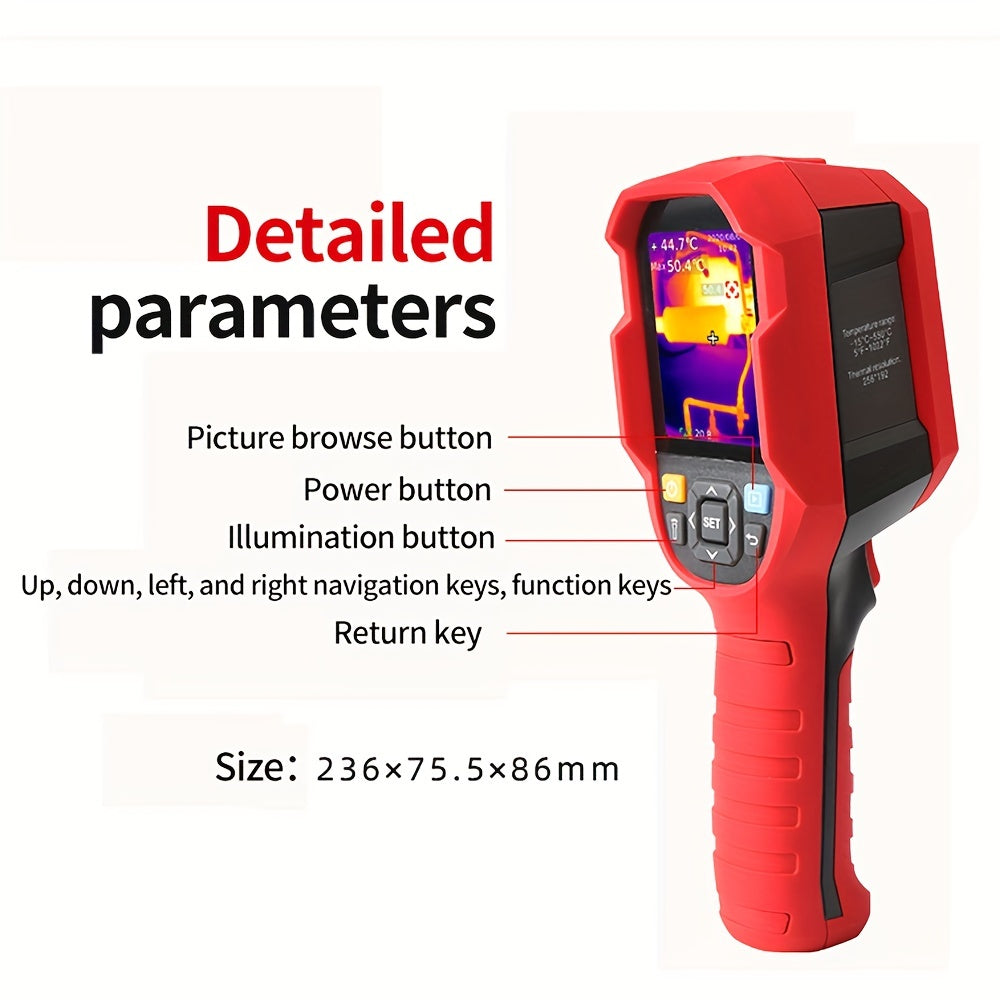 The UNI-T Uti260B Thermal Imager is designed for leak detection and maintenance, featuring a resolution of 256x192 at 25Hz.