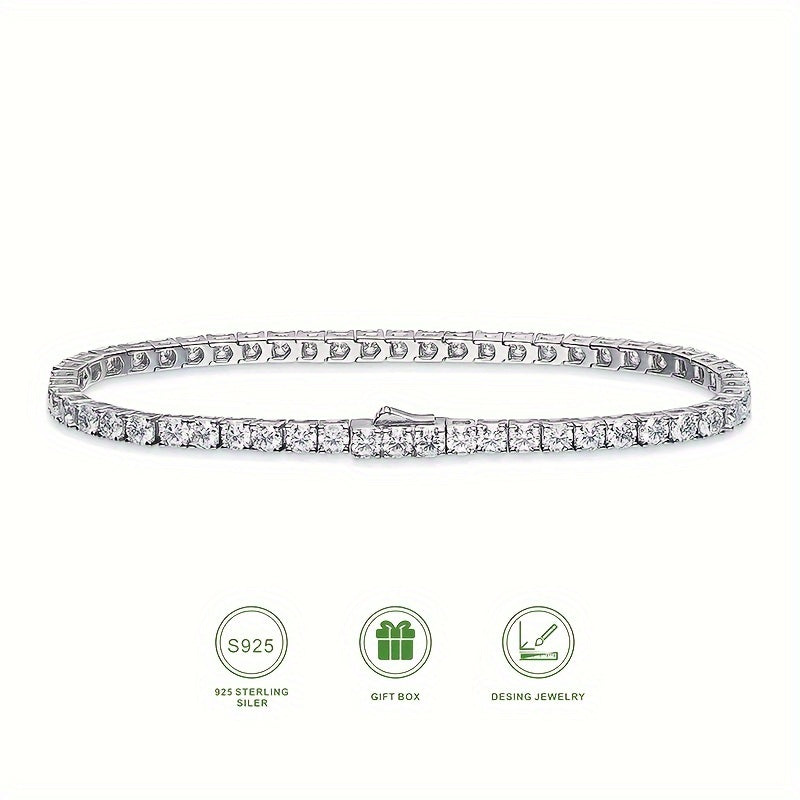 Boho uslubidagi sintetik Moissanite tennis bilaguzuk - porloq toshlar, gippoallergen, nikel yo'q, 18K oltin qoplamali 925 kumush, tug'ilgan kun, to'y, yubiley va maxsus tadbirlar uchun ideal, erkaklar va ayollar uchun mos, avgust