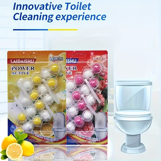 16 automatic toilet cleaning balls that freshen and neutralize odor in the bathroom without electricity.