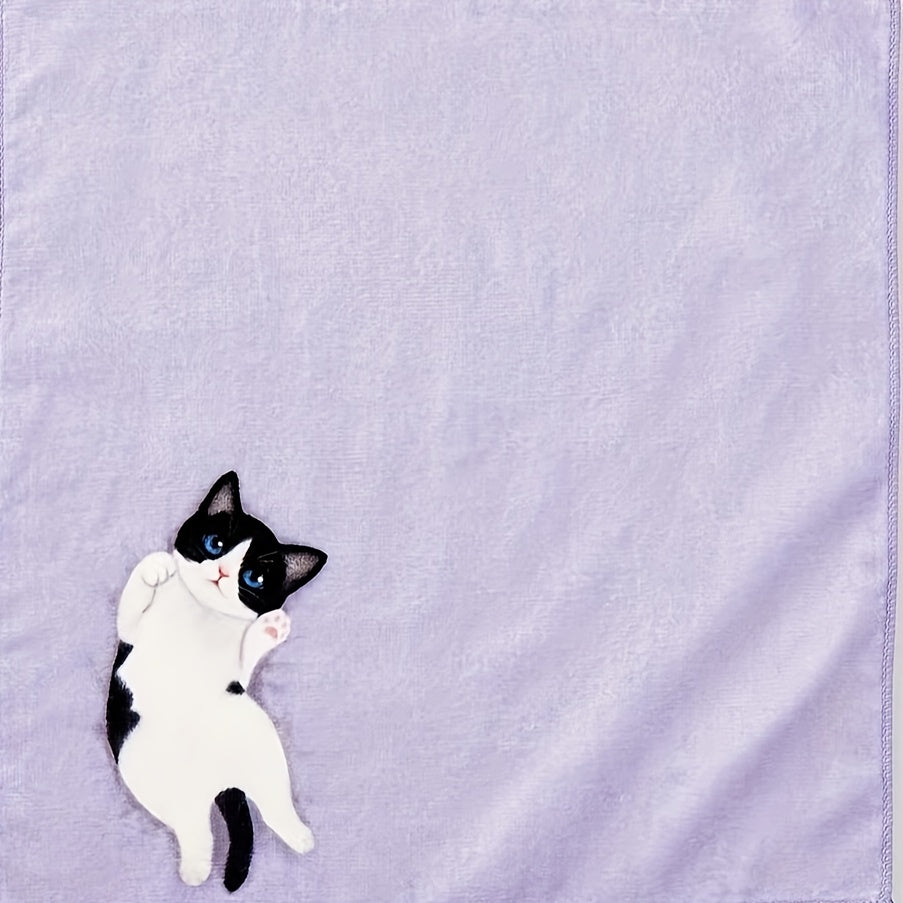 Cute Japanese cat towel: absorbent, aseptic polyester for bathroom and kitchen.