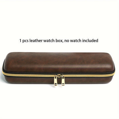 This top-of-the-line faux leather watch box is designed to store up to 5 watches. It features a durable hard shell, making it ideal for travel. The soft velvet lining ensures that your watches are protected, while the 5 customized shockproof pillows keep