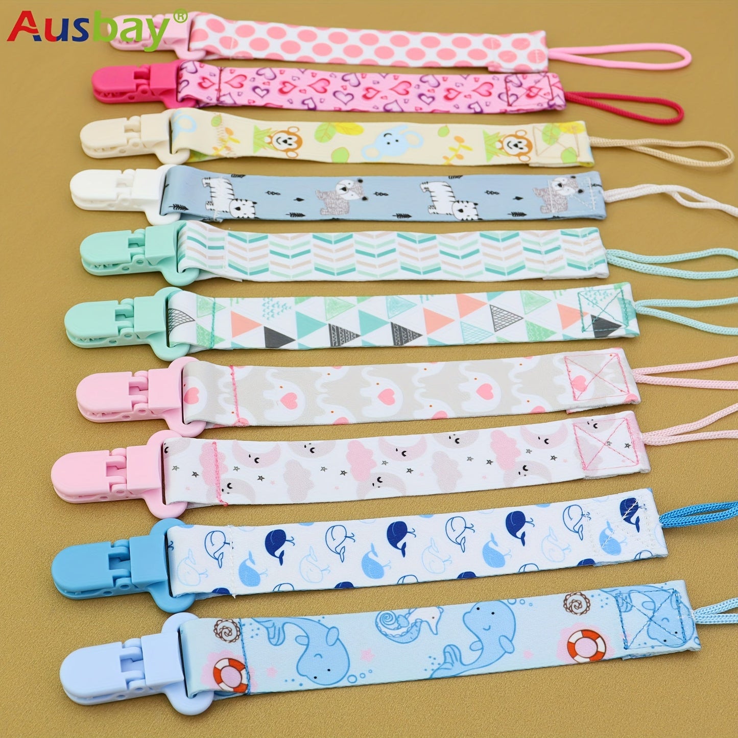 Set of 3 Personalized Soothing Item Clips with Custom Names, Chain Clips and Gift Bags for Youngsters, Handmade Shower Gift Set for Youngsters