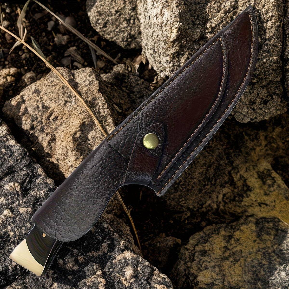 A durable 2-in-1 faux leather knife sheath with protective cover, made of 3D carved thick PU material that is gentle on the blade. Perfect for chefs and ideal for camping, outdoor cooking, and picnics. Makes a great Christmas gift idea (knife not